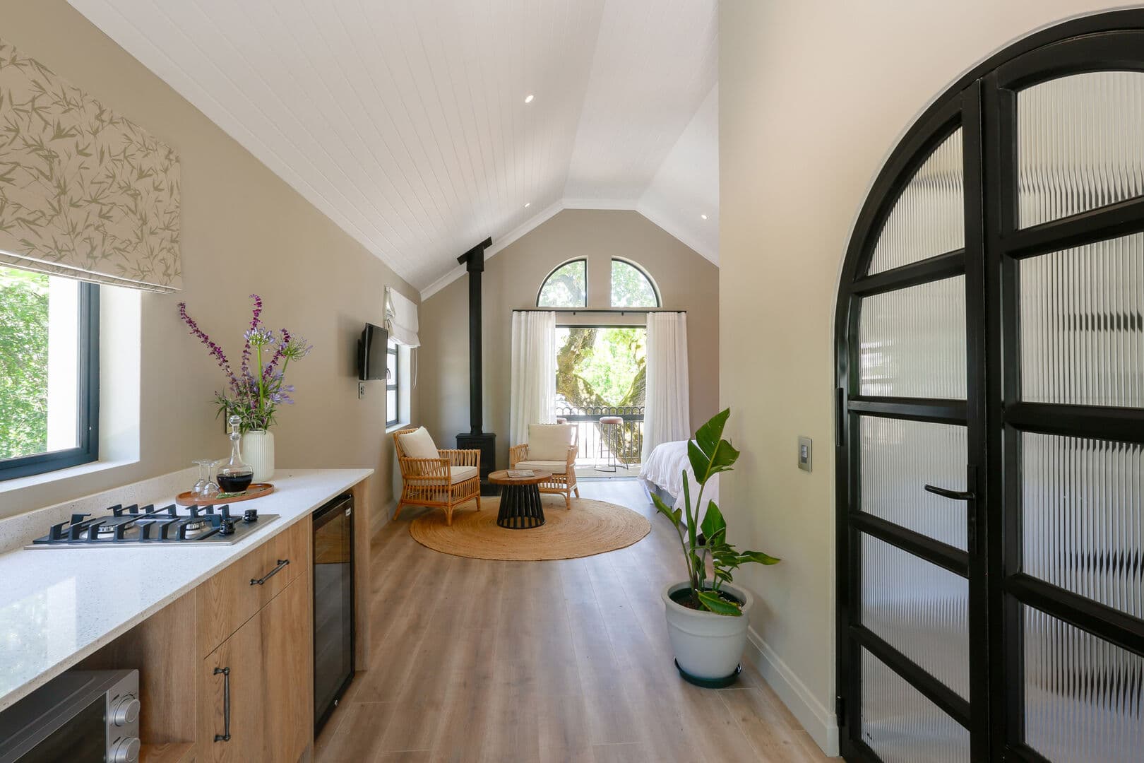 A luxury suite with large living area and ensuite bathroom
