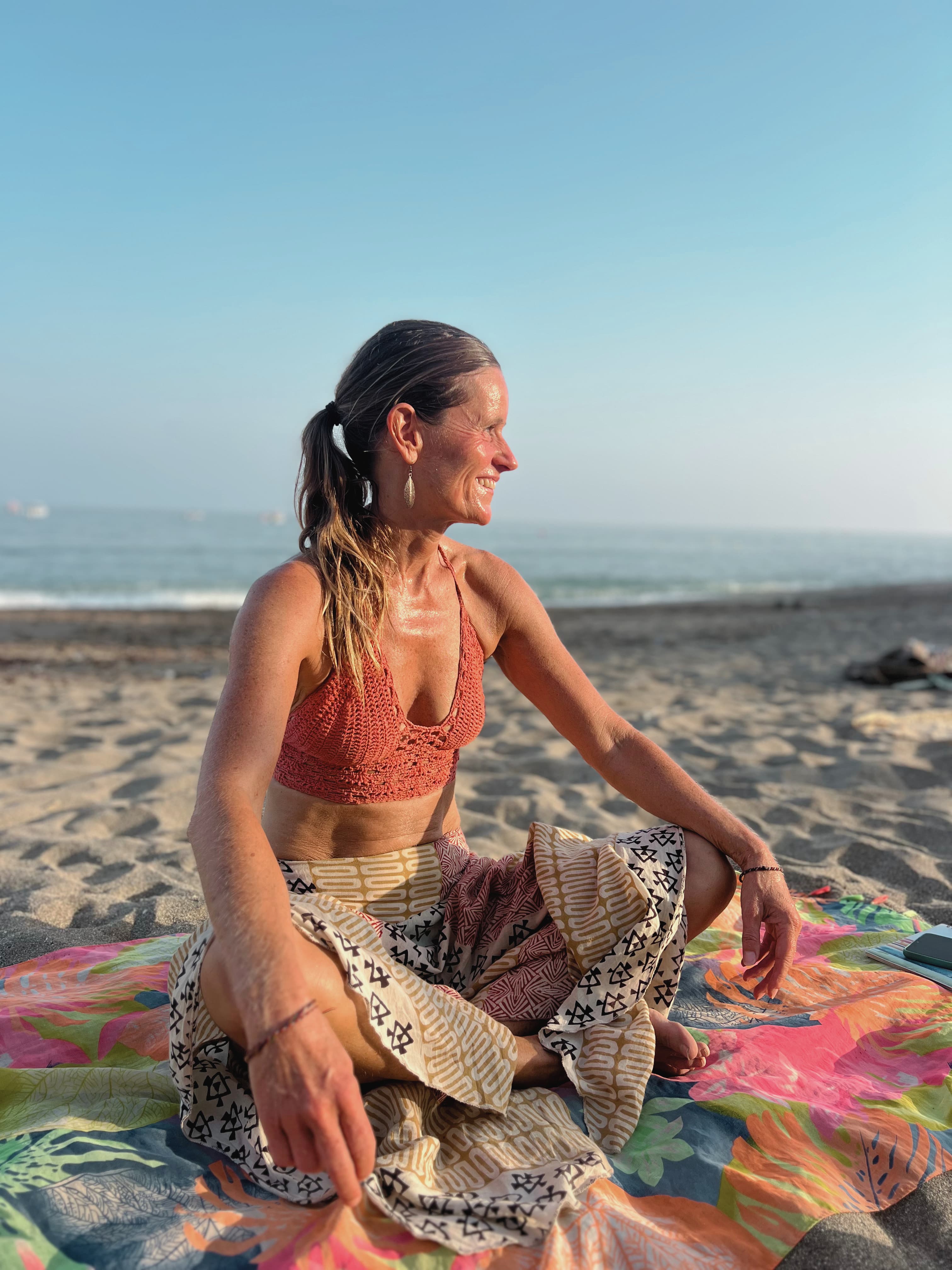 Susan on the beach at sunset